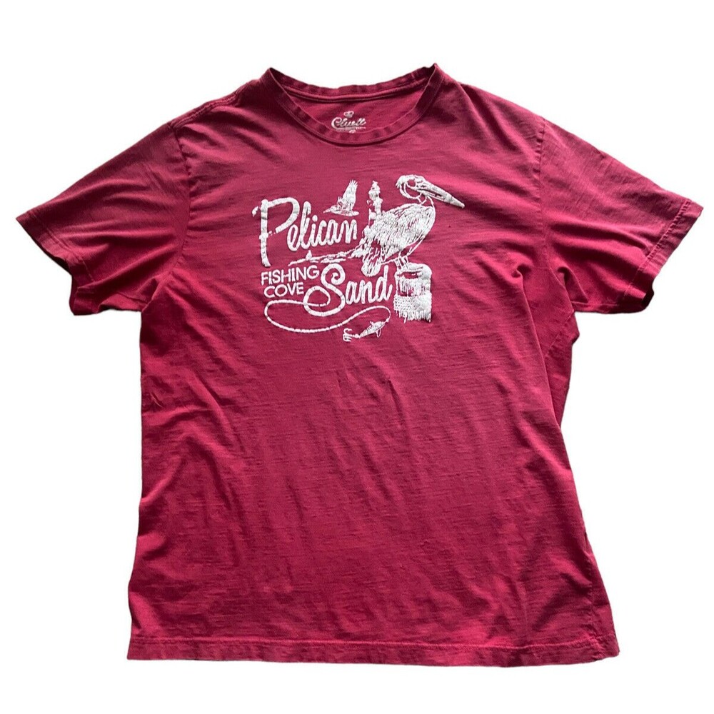 Pelican Fishing Cove T Shirt Mens L Unisex Cotton Crew Neck Short sleeve coastal